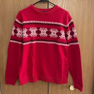Red Cotton Winter Sweater